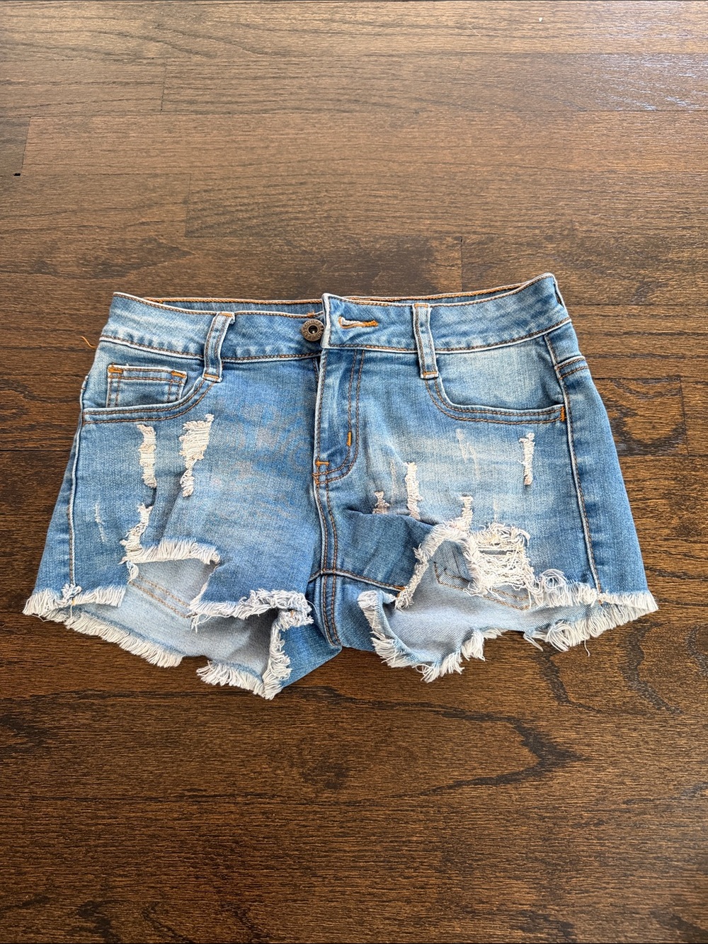 Contraband Girls Ripped Light Blue Denim Shorts Size 16